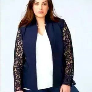 Lane Bryant Sexy Stretch Navy Blazer with Lace Detail Size 20